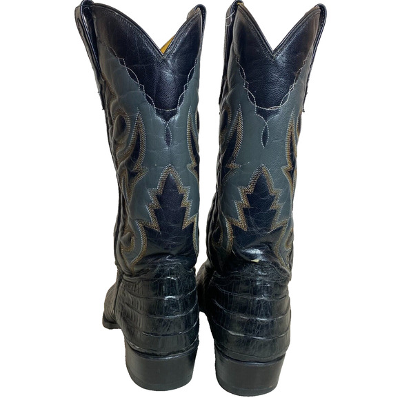 Mens Vintage Cowboy Boots Rudel Made In Mexico 9.5E Alligator Western Boot Black - Picture 3 of 10